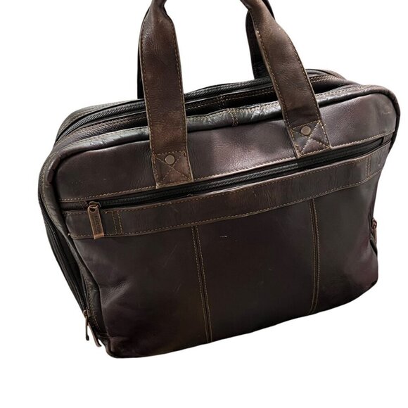 Kenneth Cole Reaction Brown‎ Leather Laptop Briefcase Bag - Picture 8 of 12